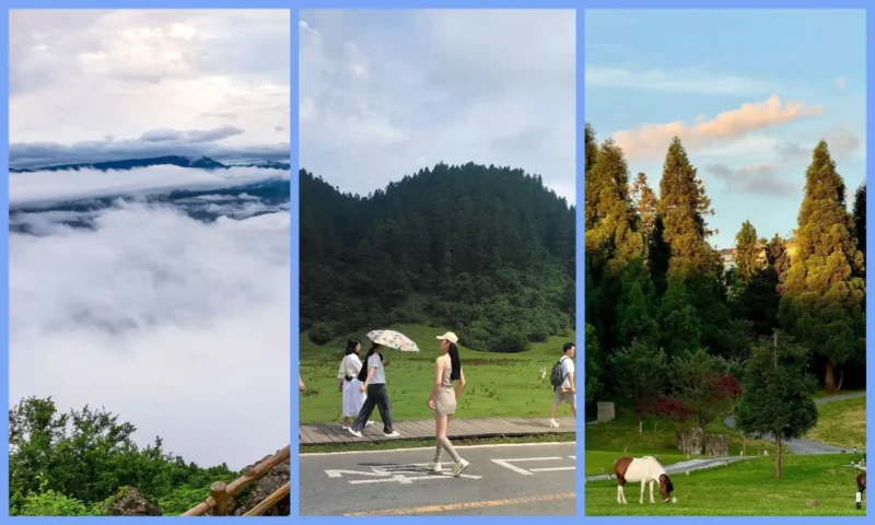 Mountain peaks, clouds and autumn landscapes around Fairy Mountain