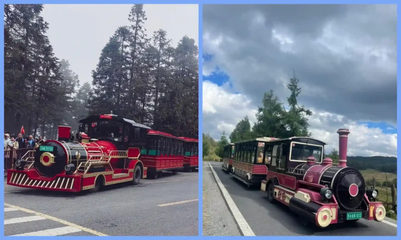 Snowy mountain roads and sightseeing buses at Fairy Mountain in winter