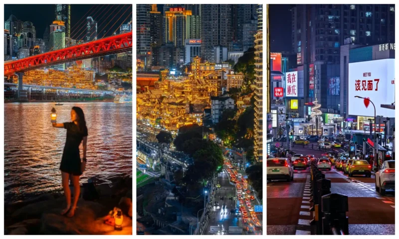 Chongqing 3 Day Tour featuring Chongqing city night views and illuminated skyline