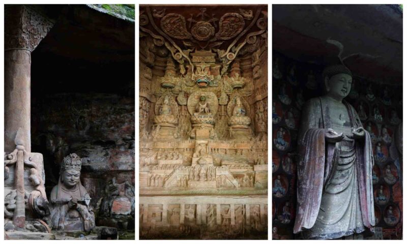 Ancient Buddhist stone carvings at Dazu Rock Carvings Chongqing