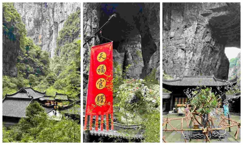 Wulong Karst landscape with waterfalls, caves and walking trails at Three Natural Bridges