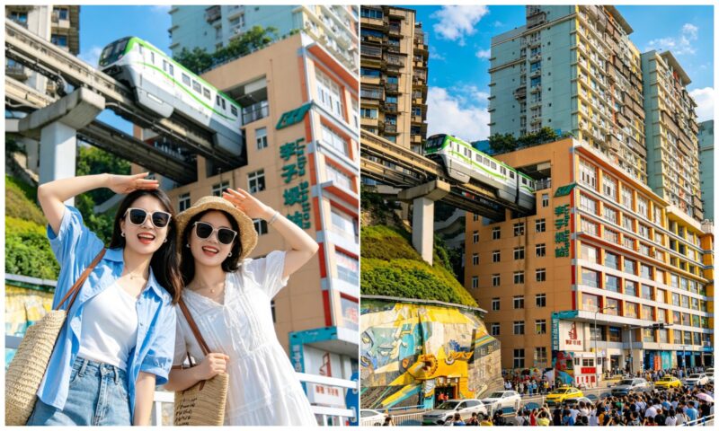 Liziba Light Rail Station experience during Chongqing 6 Day Itinerary private tour