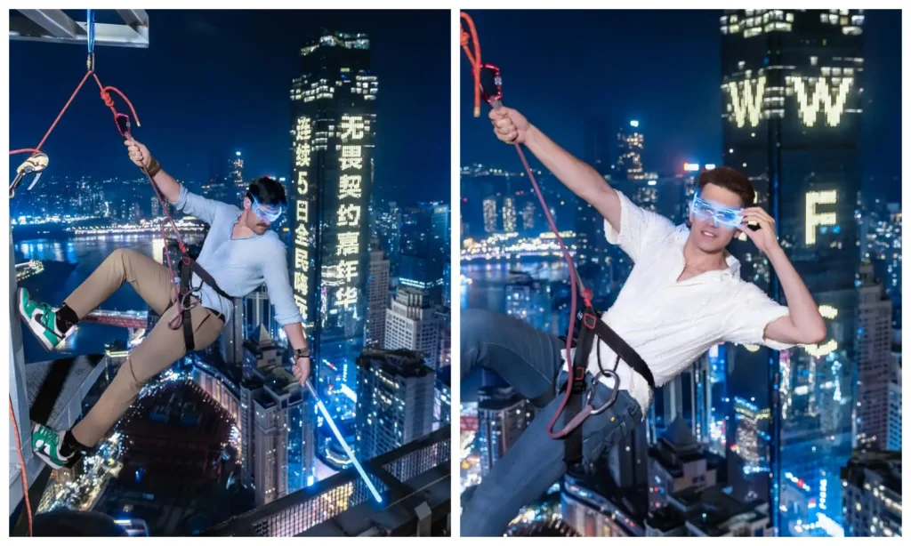 Chongqing city lights and modern buildings creating a vibrant nighttime skyline