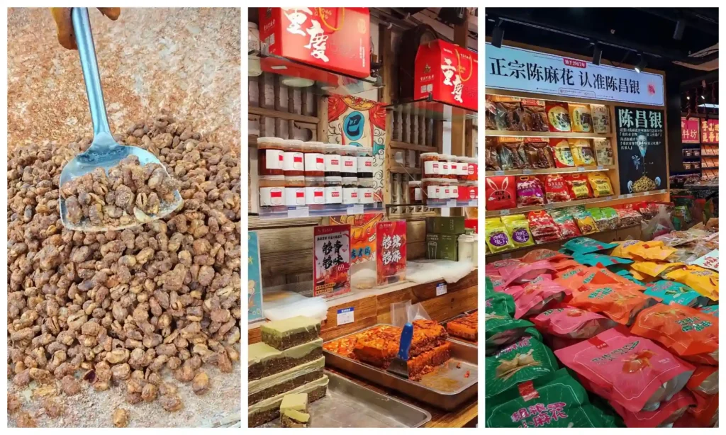 Local food and traditional snacks in Ciqikou Ancient Town, Chongqing